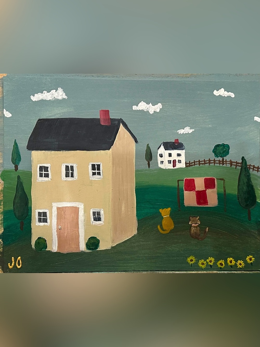 Whimsical Yellow Cottage Art